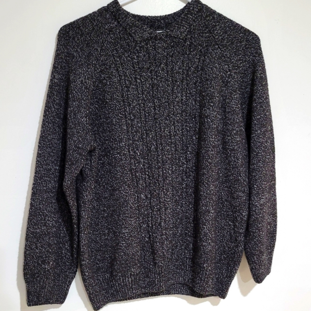  Karen Scott Sweater Black Cable Knit V Neck Size PXL Acrylic.